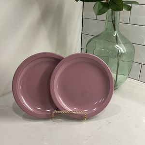 Texas-Ware Mauve Pink Set of Two Vintage Dessert Plates Melamine
